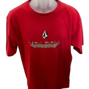 Volcom Stone Logo Red Skate Tee Shirt Men L Large
